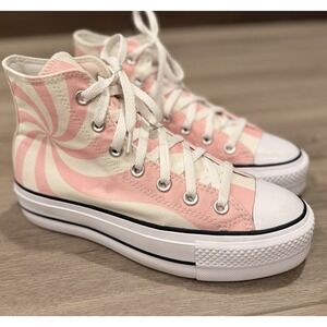 Converse Chuck Taylor Lift Platform Hi Sneakers Pink Candy Canvas Women A10008C